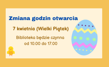 Zmiana godzin otwarcia biblioteki w Wielki Piątek