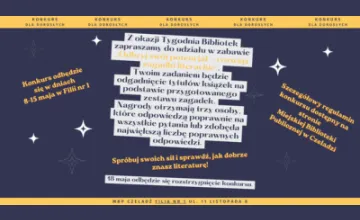 Konkurs dla dorosłych "Odkryj swój potencjał - rozwiąż zagadki literackie” w Filii nr 1 